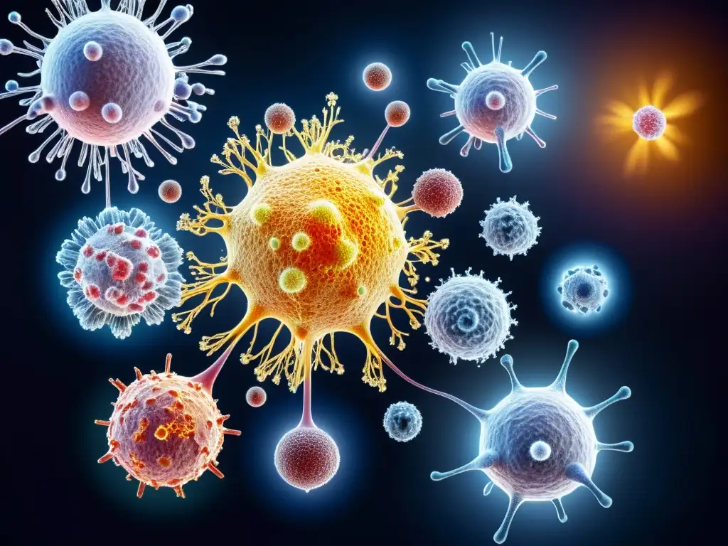 Anatomía del sistema inmunológico humano: Representación detallada en 8k de células inmunes interactivas con estructuras moleculares complejas