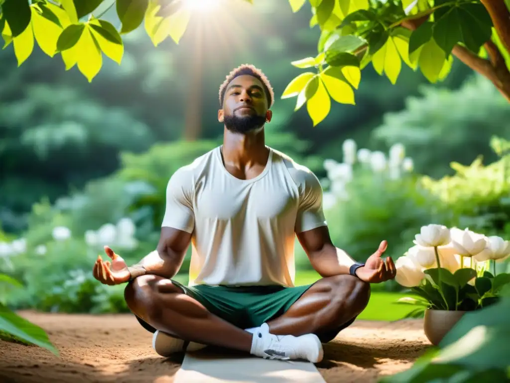 Un atleta descansando en la naturaleza, transmitiendo la importancia del descanso en inmunidad deportista