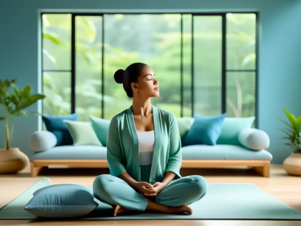 Beneficios de mindfulness para sistema inmunológico: Sala moderna con luz natural