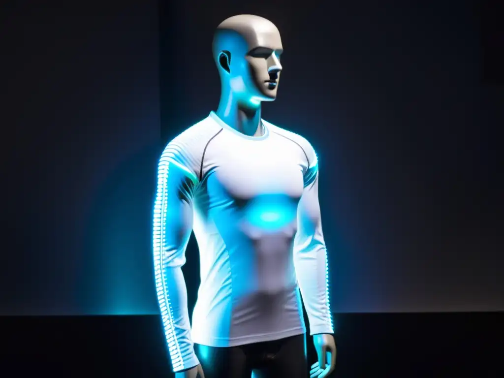 Una camisa de manga larga con sensores y luces LED, hecha con tela de alta tecnología que potencia el sistema inmunológico