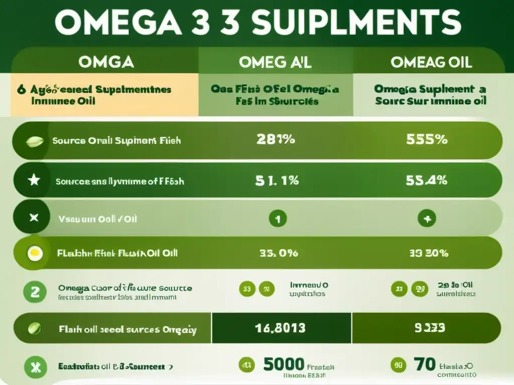 Comparativa detallada de beneficios Omega 3 para el sistema inmunológico, con gráficos vibrantes y estadísticas claras