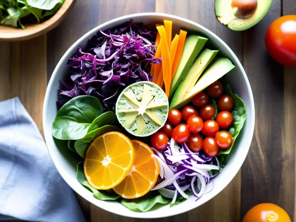 Deliciosa ensalada llena de nutrientes y colores vibrantes para almuerzos que fortalecen el sistema inmunológico