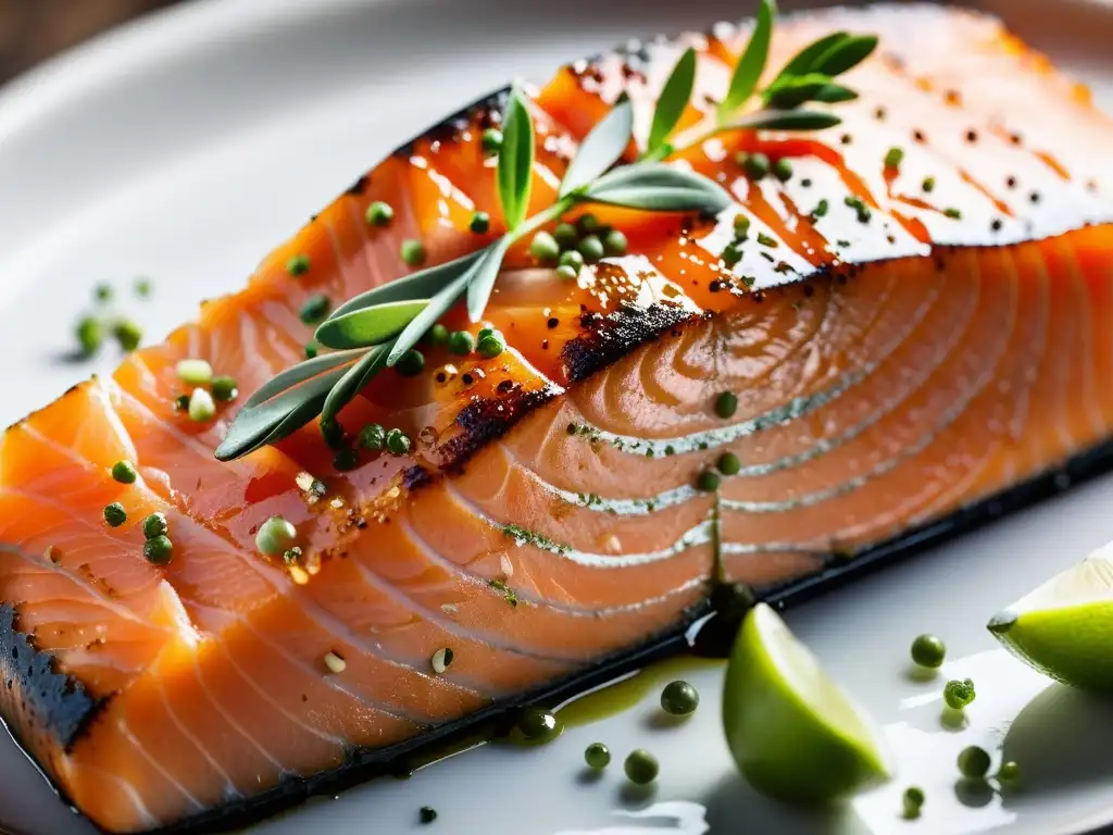 Deliciosa imagen de un filete de salmón omega 3, con beneficios para el sistema inmunológico y el cerebro