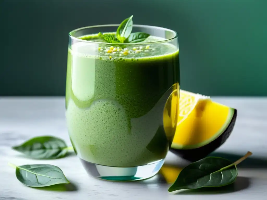 Delicioso batido verde con espinacas, kale y aguacate