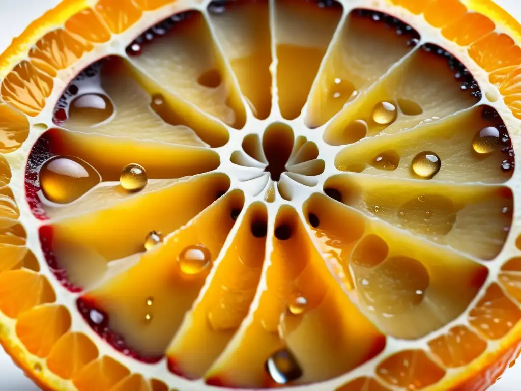 Detallada imagen de una jugosa naranja, resaltando su frescura y belleza natural