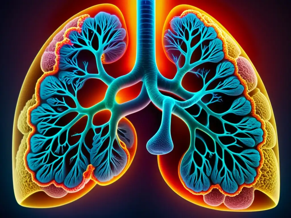 Detallada imagen de los pulmones humanos, resaltando su complejidad y fragilidad