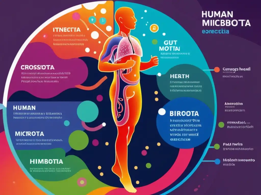 Detallada microbiota intestinal humana con diversidad de bacterias