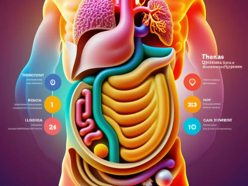 Detallada ilustración de terapias combinadas para el tratamiento de la colitis ulcerosa, transmitiendo esperanza y progreso en vibrantes colores