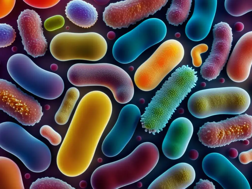 Detalle colorido de la microbiota intestinal, vital para la inmunidad y el ánimo