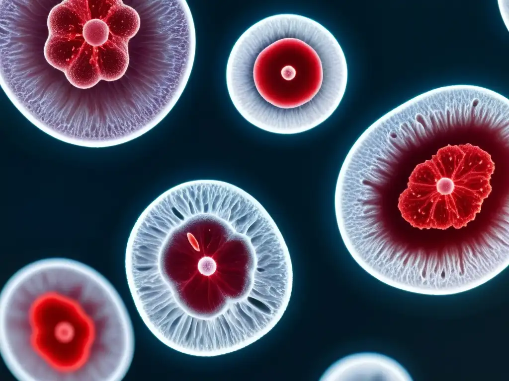 Detalle impresionante de muestra de sangre humana en microscopio