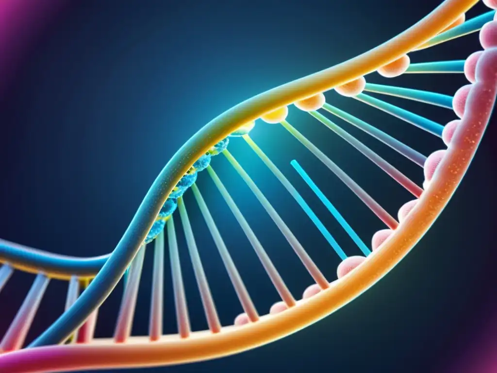 Detalle preciso de la edición genética CRISPRCas9, mostrando la complejidad molecular y su potencial en enfermedades autoinmunes