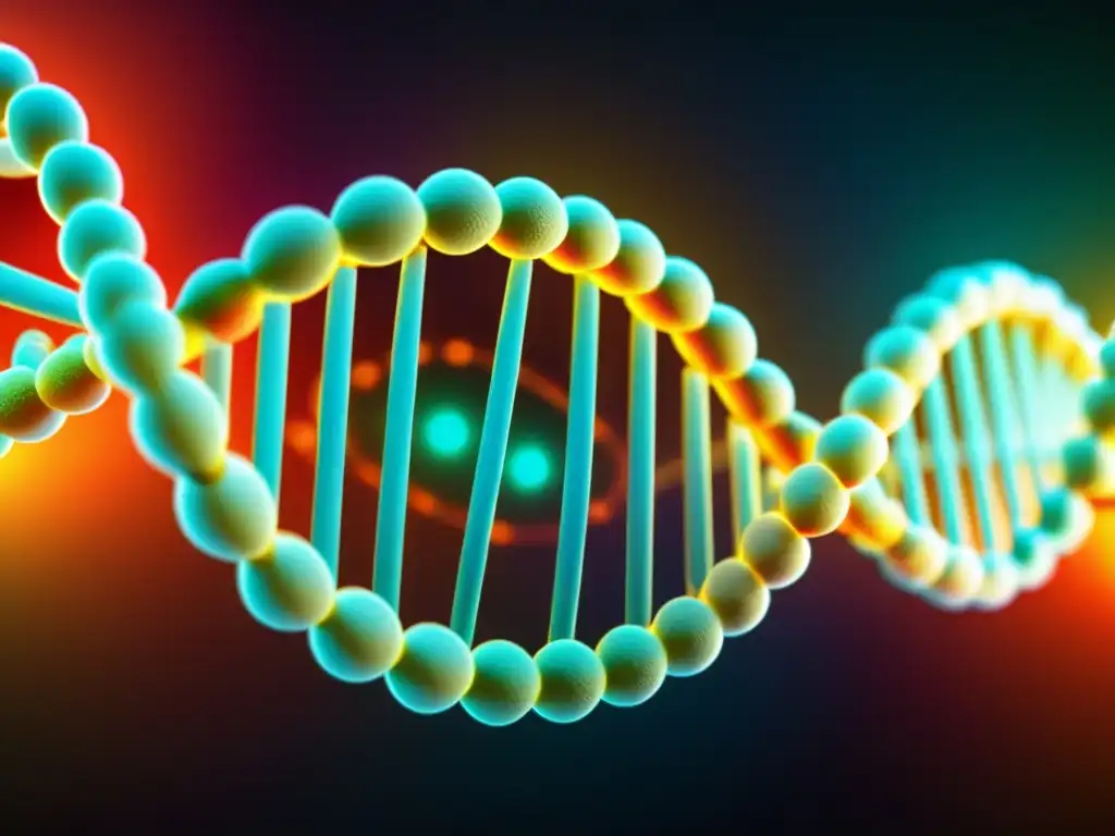 Detalle vibrante de una doble hélice de ADN, revelando las causas ocultas de enfermedades autoinmunes
