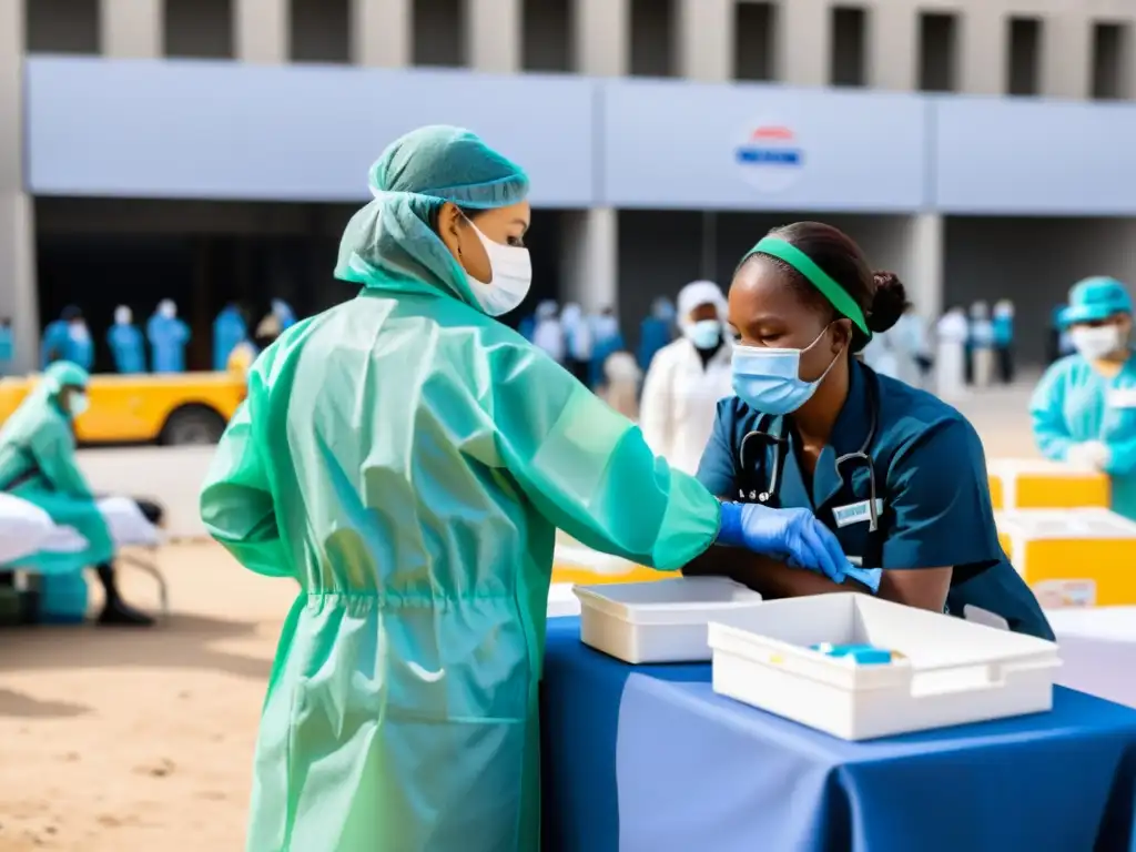 Equipo médico administra vacunas en sitio de emergencia en la ciudad