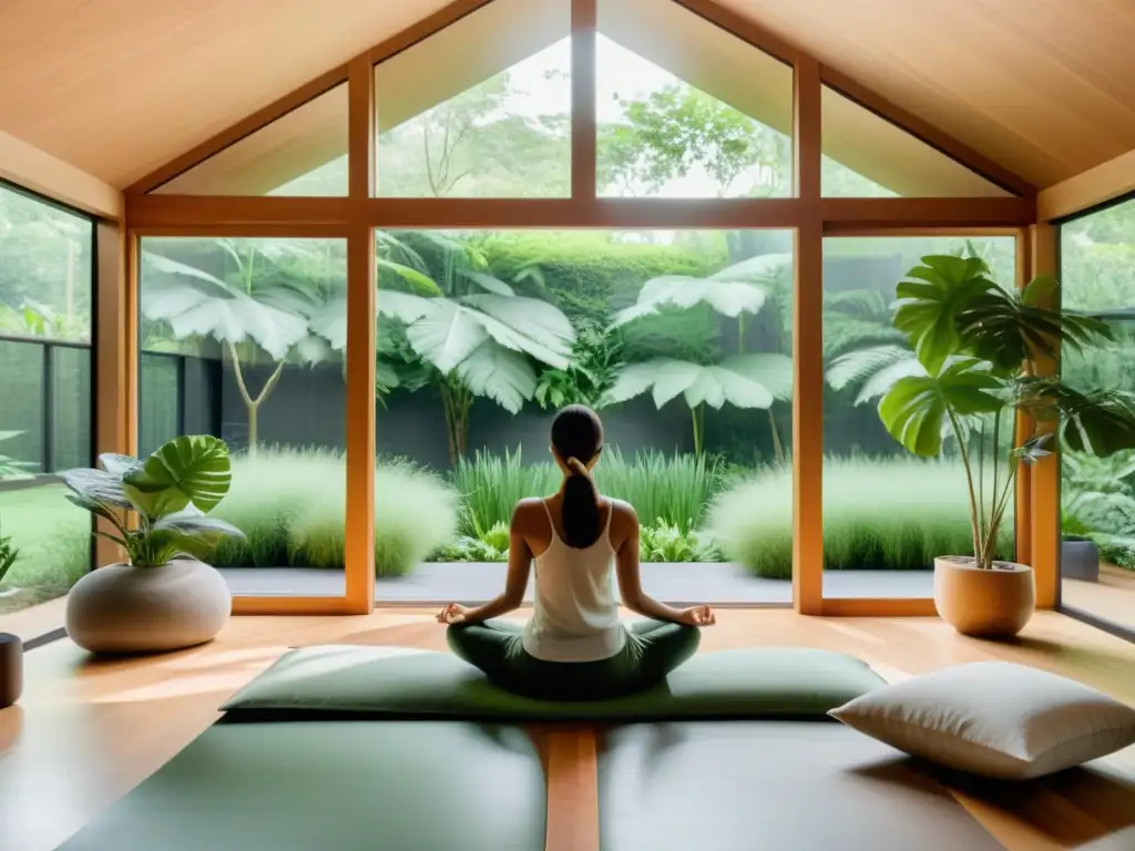 Espacio de meditación moderno con efectos de la meditación en el sistema inmunológico