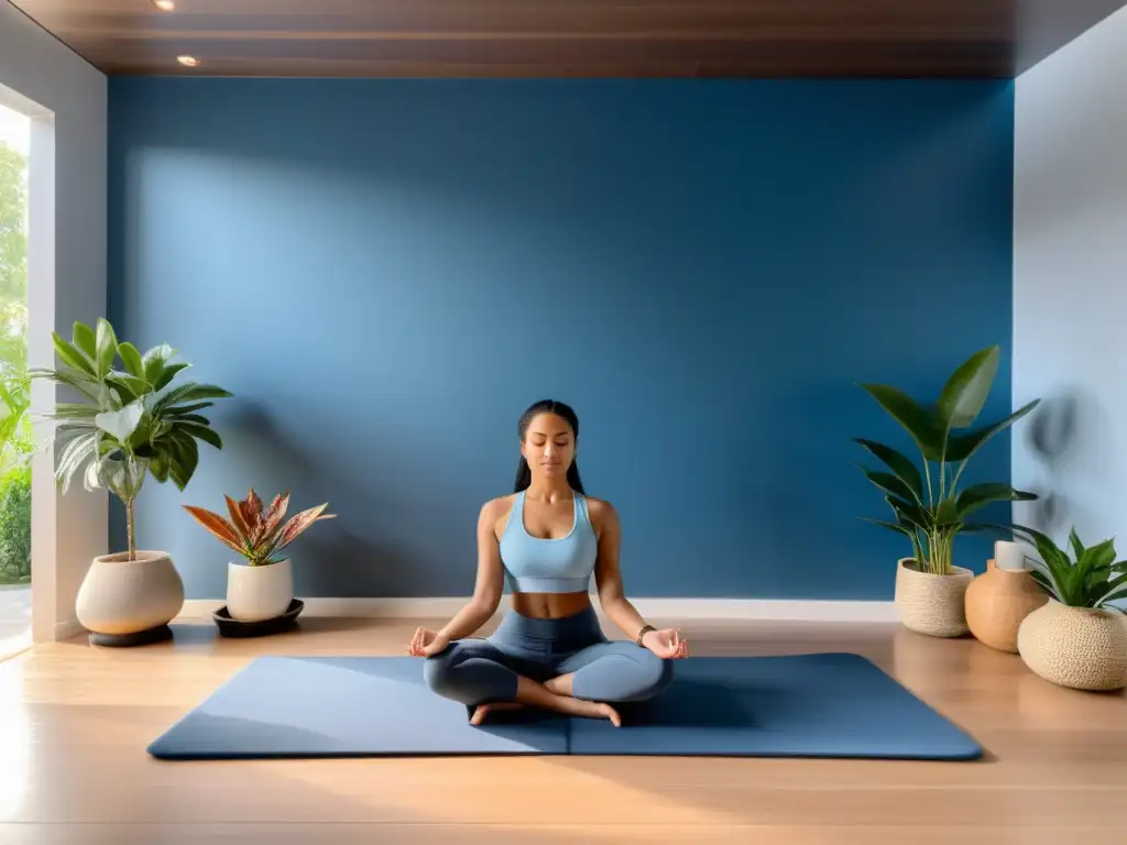 Espacio de meditación moderno y sereno con luz natural