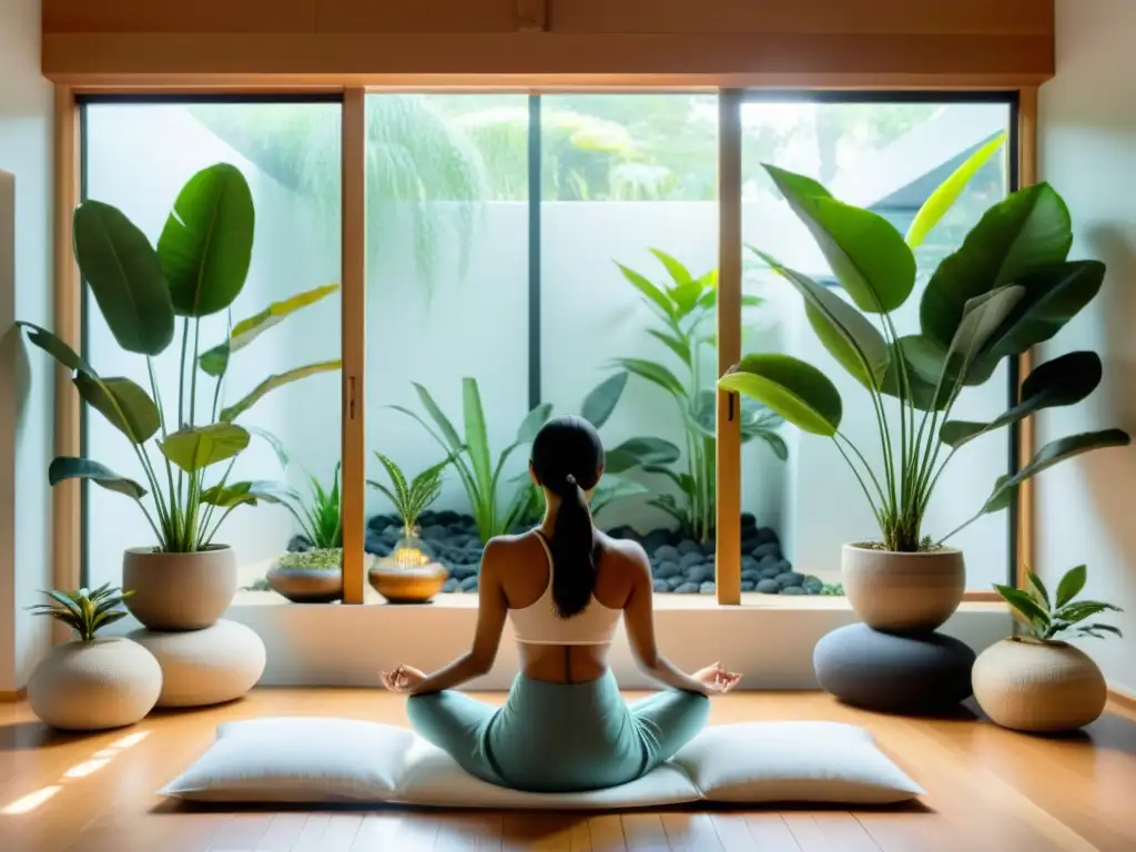 Un espacio de meditación sereno, iluminado por luz natural