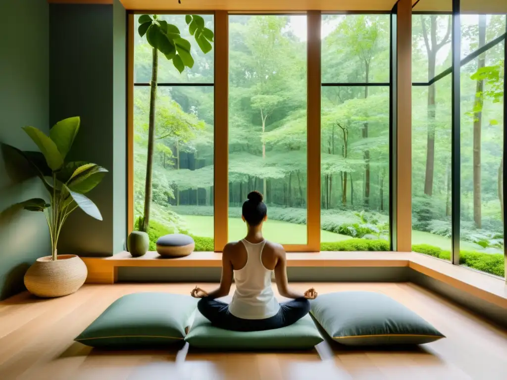 Espacio de meditación con vista al bosque