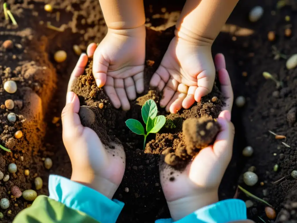 Exploración infantil en la tierra, descubriendo la diversidad microbiana