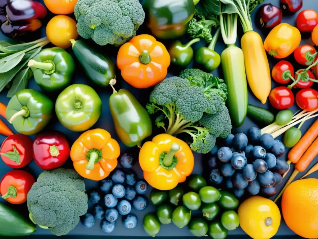 Una explosión de colores y texturas en una variedad de frutas y verduras frescas, que fortalecen el sistema inmunológico