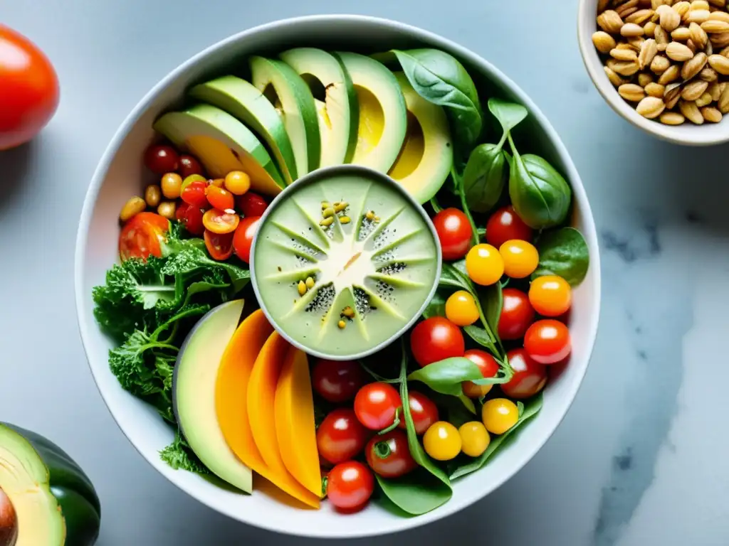 Una exquisita ensalada para fortalecer el sistema inmune, llena de ingredientes frescos y coloridos que resaltan su belleza y beneficios para la salud