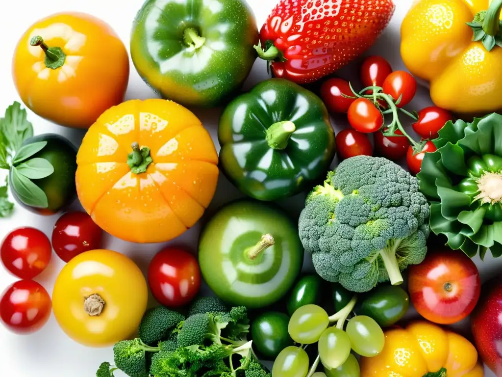 Una exquisita exhibición de frutas y verduras coloridas, frescas y apetitosas, promoviendo la nutrición para el sistema inmunológico en la vejez