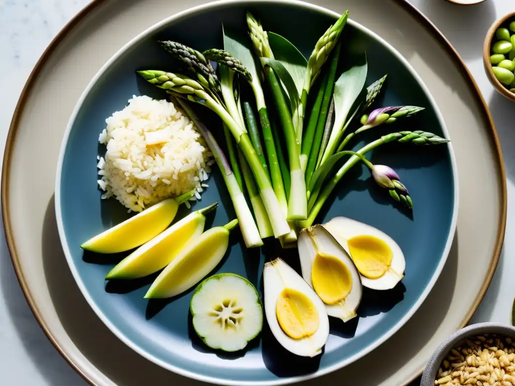 Una exquisita variedad de alimentos ricos en prebióticos en una elegante presentación