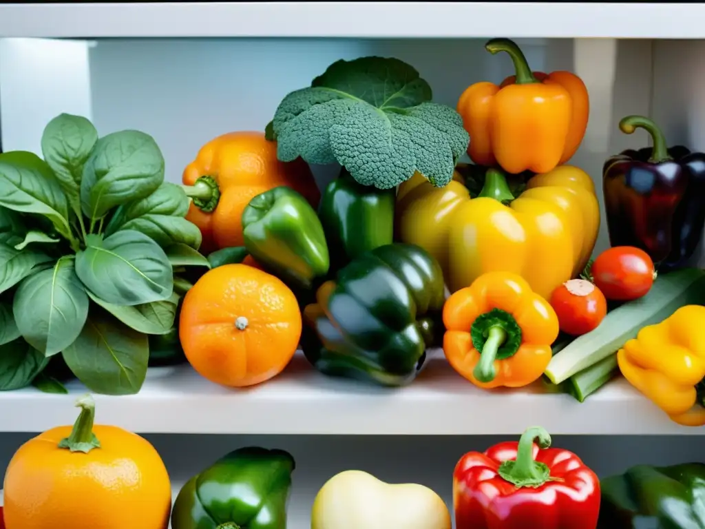 Una exquisita variedad de frutas y verduras coloridas en una presentación vibrante sobre la encimera de una cocina moderna