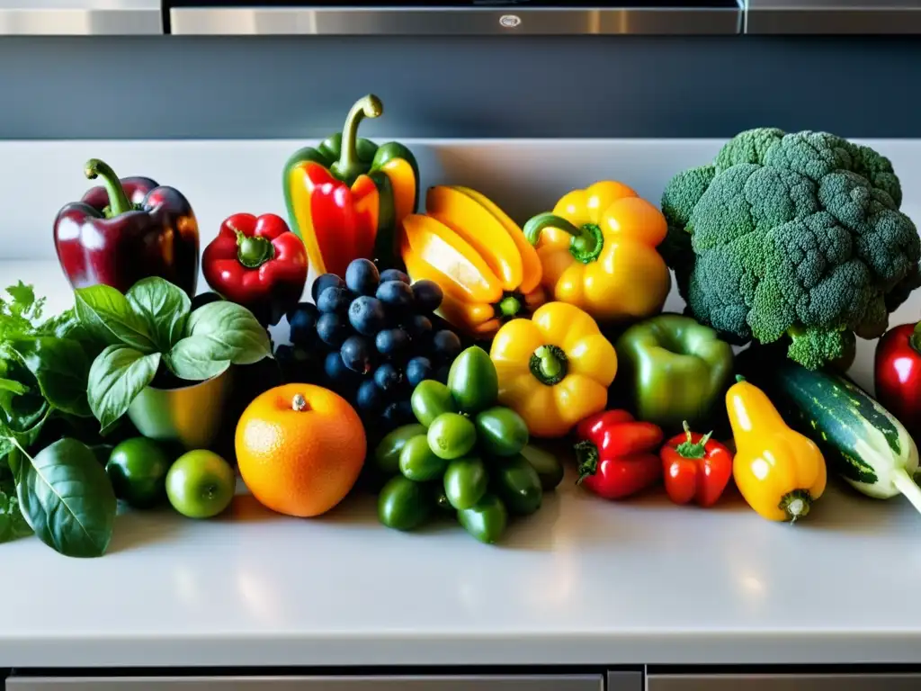 Una exuberante exhibición de frutas y verduras, destacando su frescura y valor nutricional