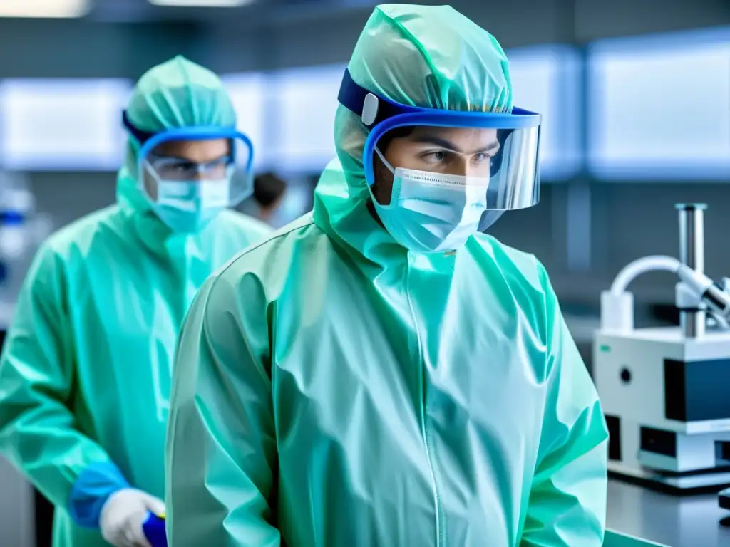 Grupo de científicos en laboratorio moderno desarrollando vacunas para pandemias históricas con determinación y tecnología de vanguardia