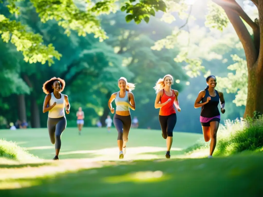 Grupo diverso disfruta de actividades al aire libre en un parque verde, promoviendo la importancia del chequeo médico inmunológico