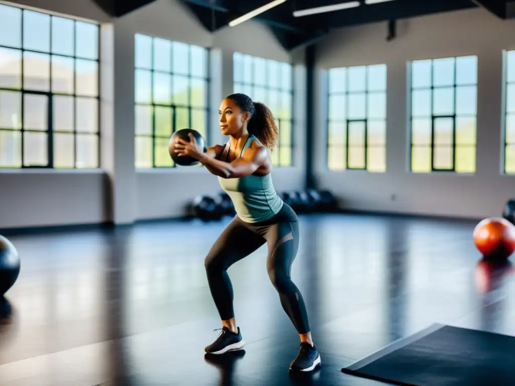 Grupo diverso se ejercita con intensidad en moderno gimnasio, fomentando nutrición y ejercicio para sistema inmune