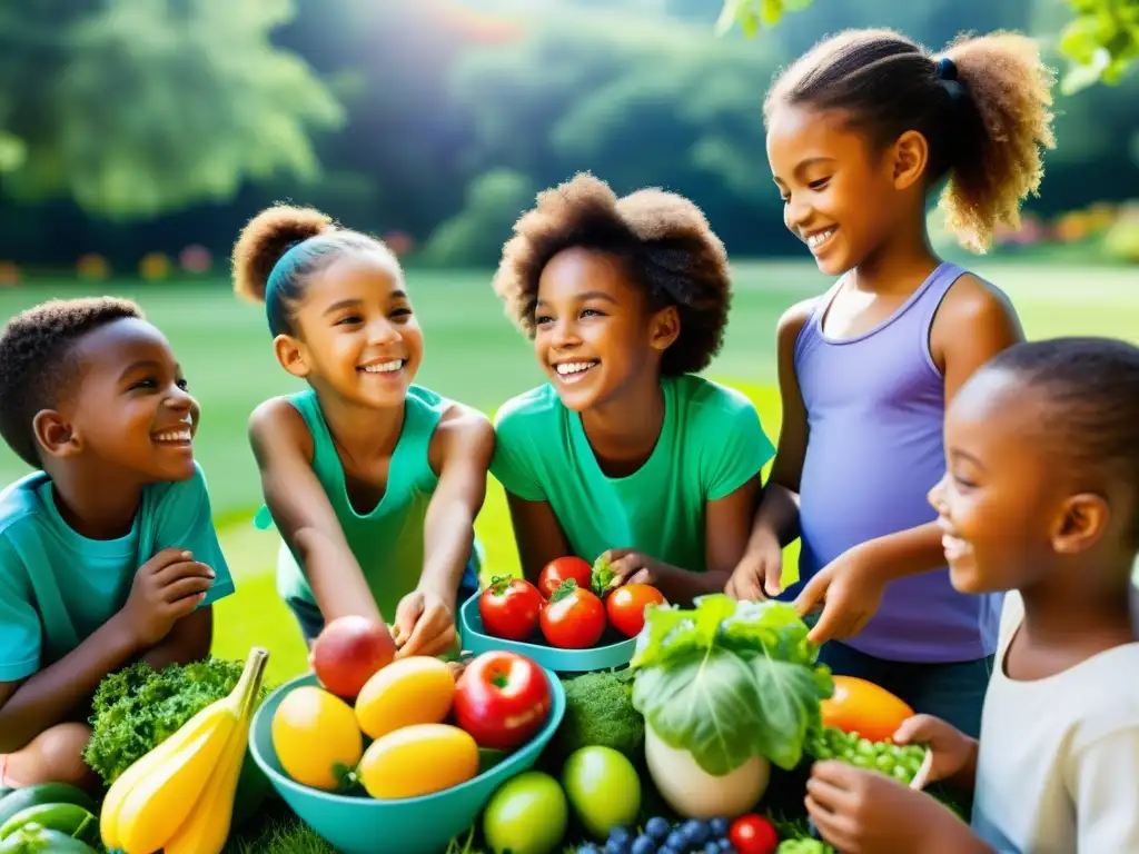 Un grupo diverso de niños disfruta de actividades al aire libre, promoviendo la importancia del sistema inmunológico en niños