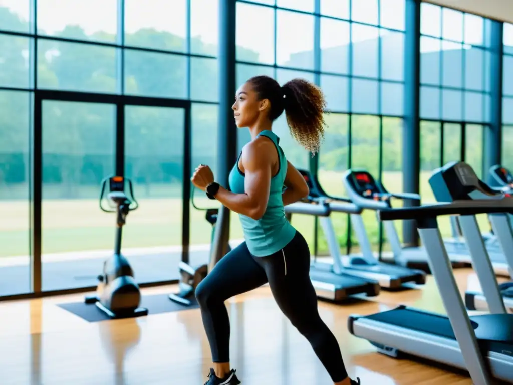 Un grupo diverso de personas realizando ejercicios en un gimnasio moderno con luz natural