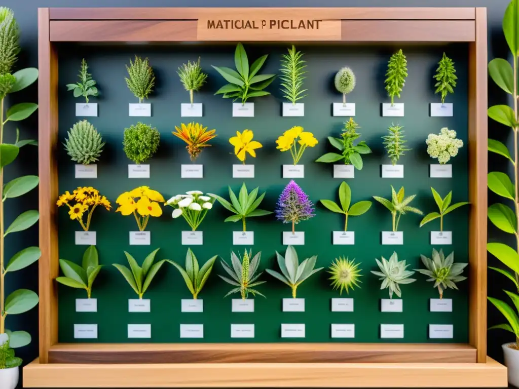 Una hermosa exhibición de plantas medicinales para sistema inmunológico en un laboratorio moderno