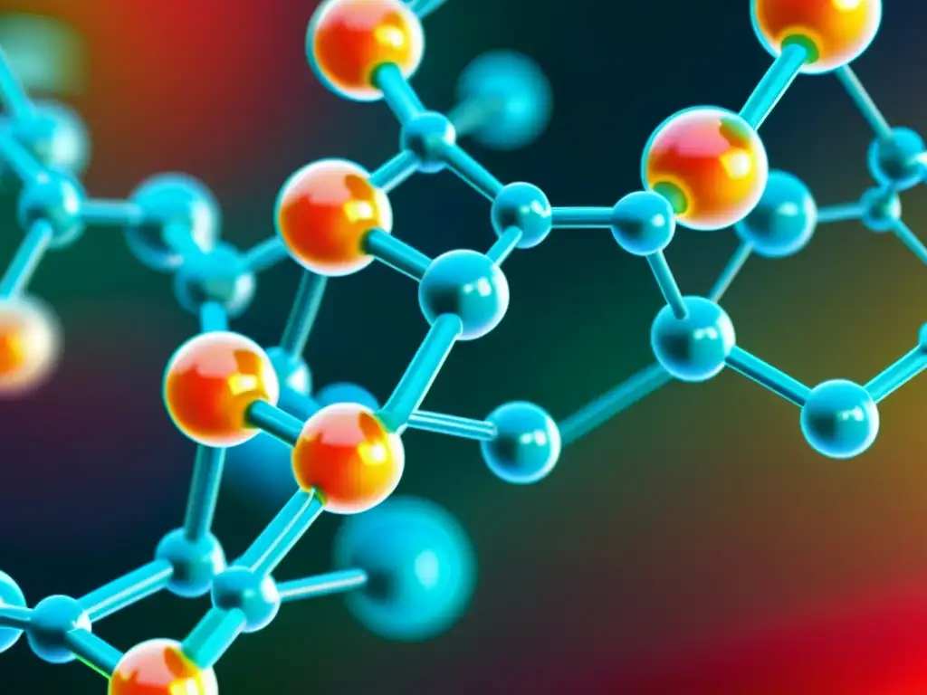 Una imagen detallada de una molécula de monolaurina con colores vibrantes y un diseño moderno