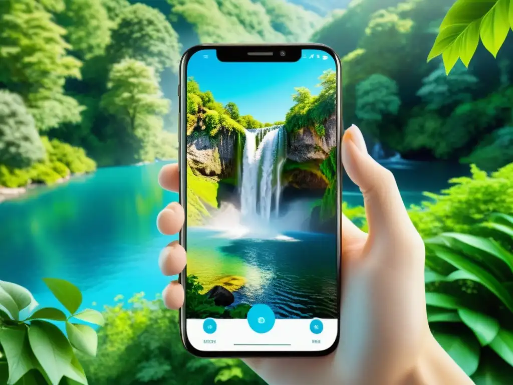 Imagen de pantalla de smartphone con escena natural relajante, ideal para contrarrestar los efectos del estrés en el sistema inmunológico