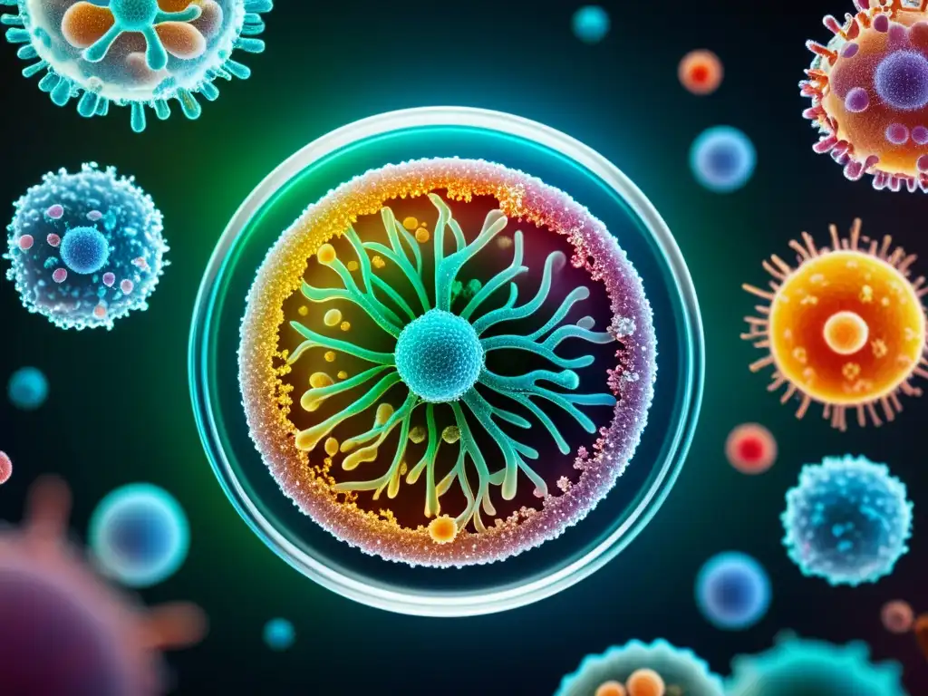 Una impresionante representación del sistema inmune en acción en un plato de Petri colorido