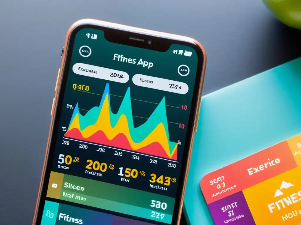 Interfaz de app de fitness con gráficos científicos detallados y recomendaciones basadas en evidencia
