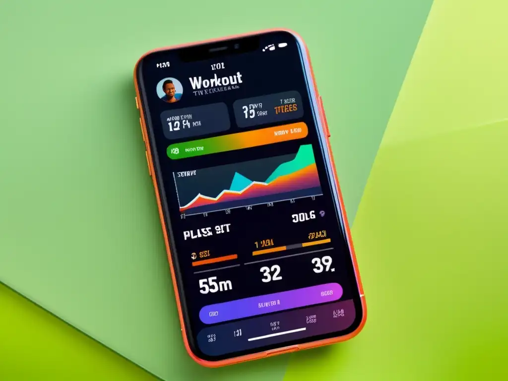 Interfaz de app fitness moderna y vibrante en smartphone