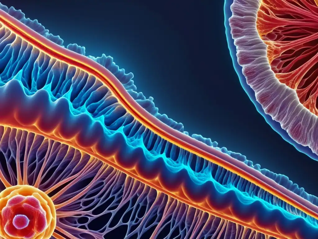 Microestructura muscular detallada con células inmunes activas y cambios inducidos por el ejercicio