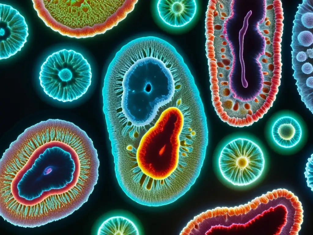 Microscopio muestra células inmunes en colores vibrantes, destacando detalles estructurales