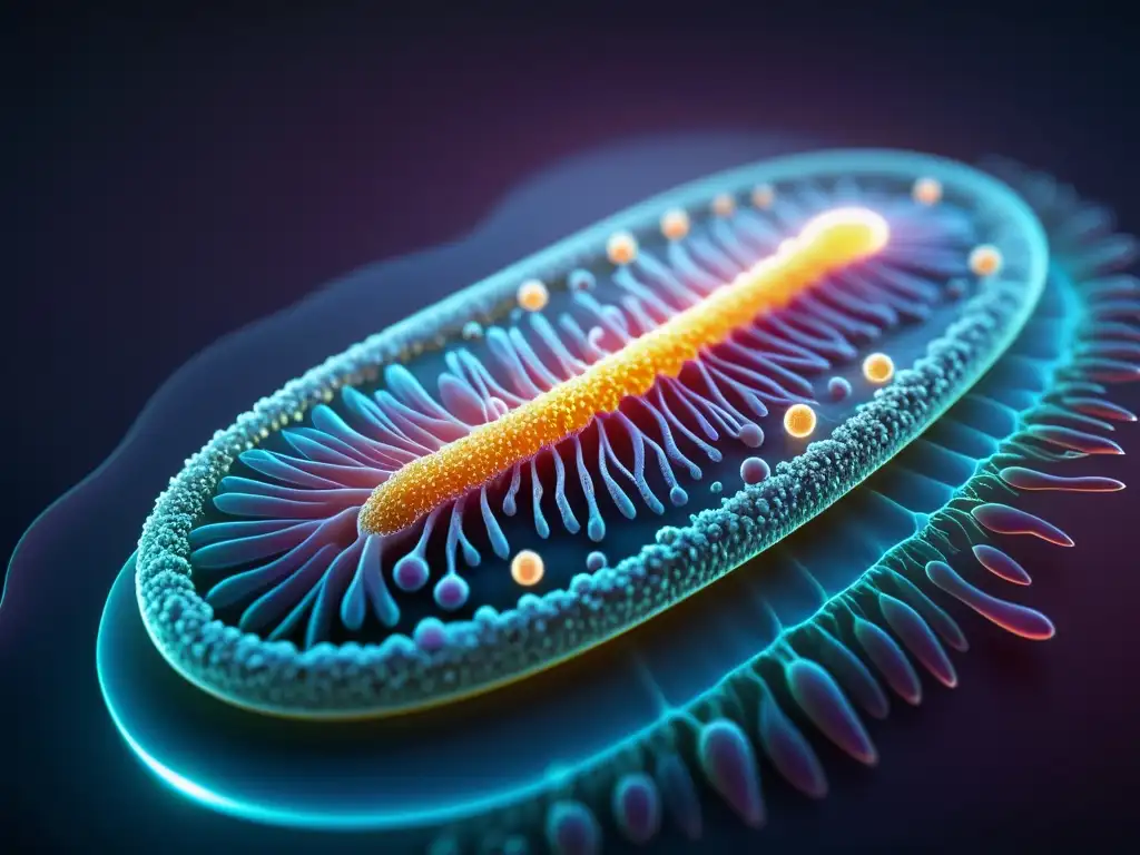 Microscopio muestra sistema inmune sano con células vibrantes y estructuras moleculares complejas