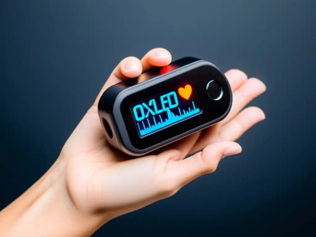 Oxímetro de Pulso MightySat: Tecnología Avanzada Un moderno dispositivo oxímetro con pantalla OLED vibrante muestra mediciones en tiempo real