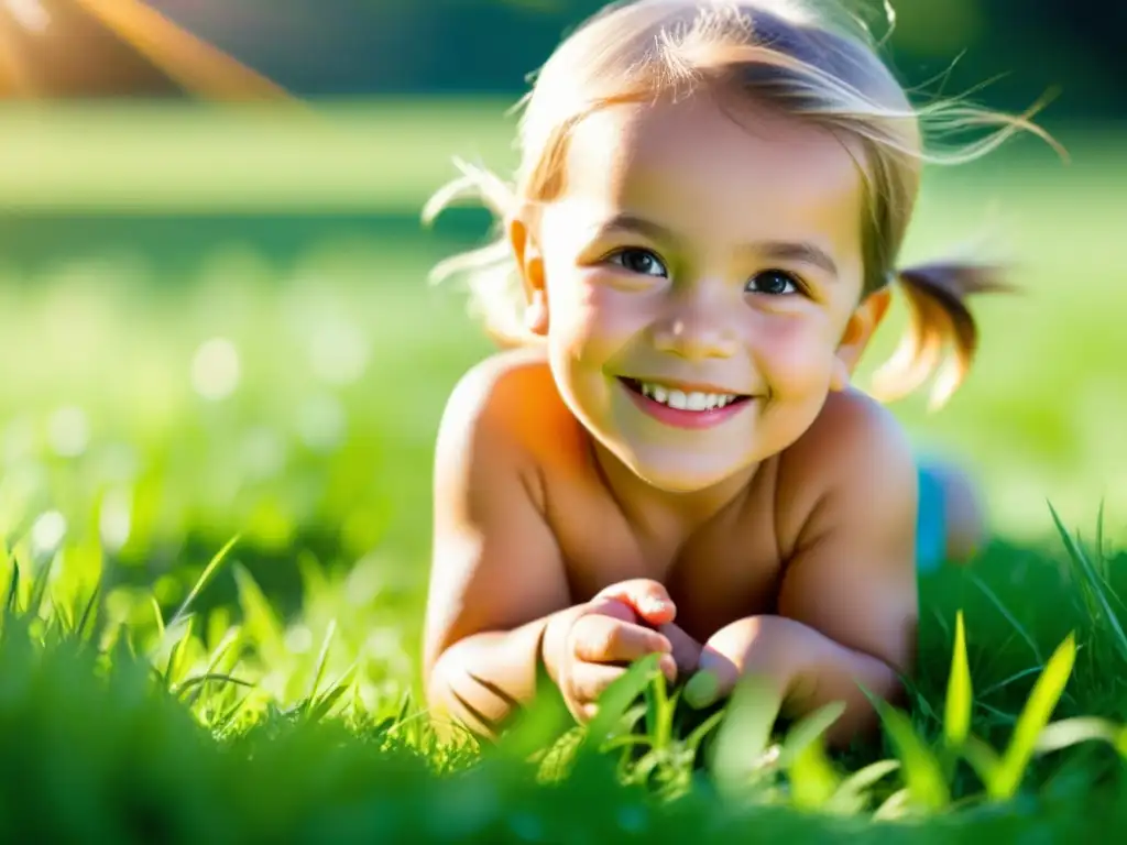 Niño sonriente jugando afuera bajo el sol brillante, promoviendo la vitamina D y la inmunidad en niños