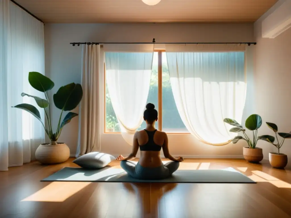 Personas meditando en un espacio sereno, emanando tranquilidad y paz