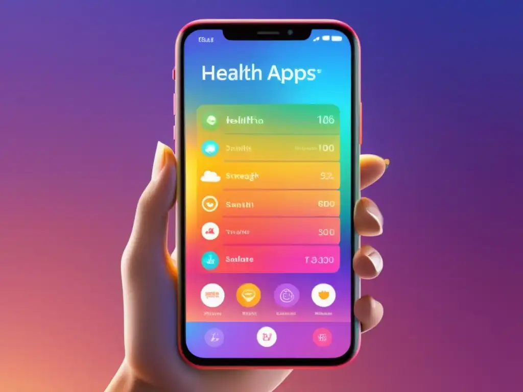 Un smartphone elegante muestra apps para equilibrar sistema inmune, irradiando energía y vitalidad