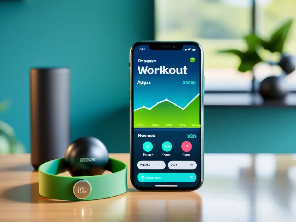 Un smartphone muestra las mejores apps de ejercicios para el sistema inmunológico en un ambiente moderno y lleno de vitalidad