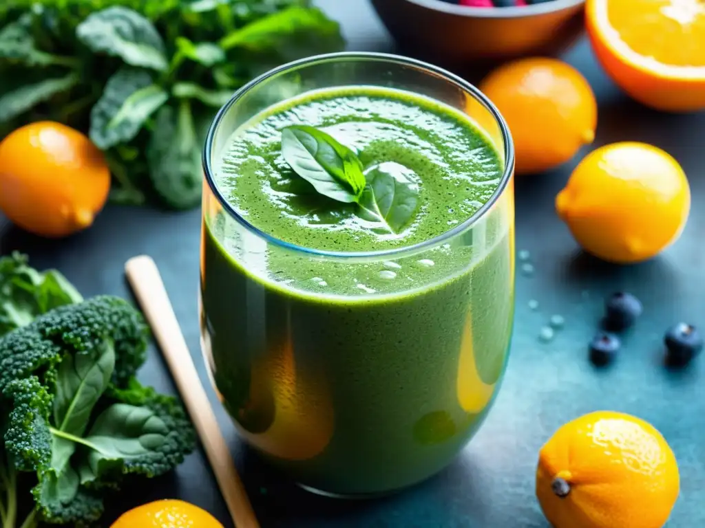 Un smoothie vibrante y saludable con ingredientes frescos y coloridos