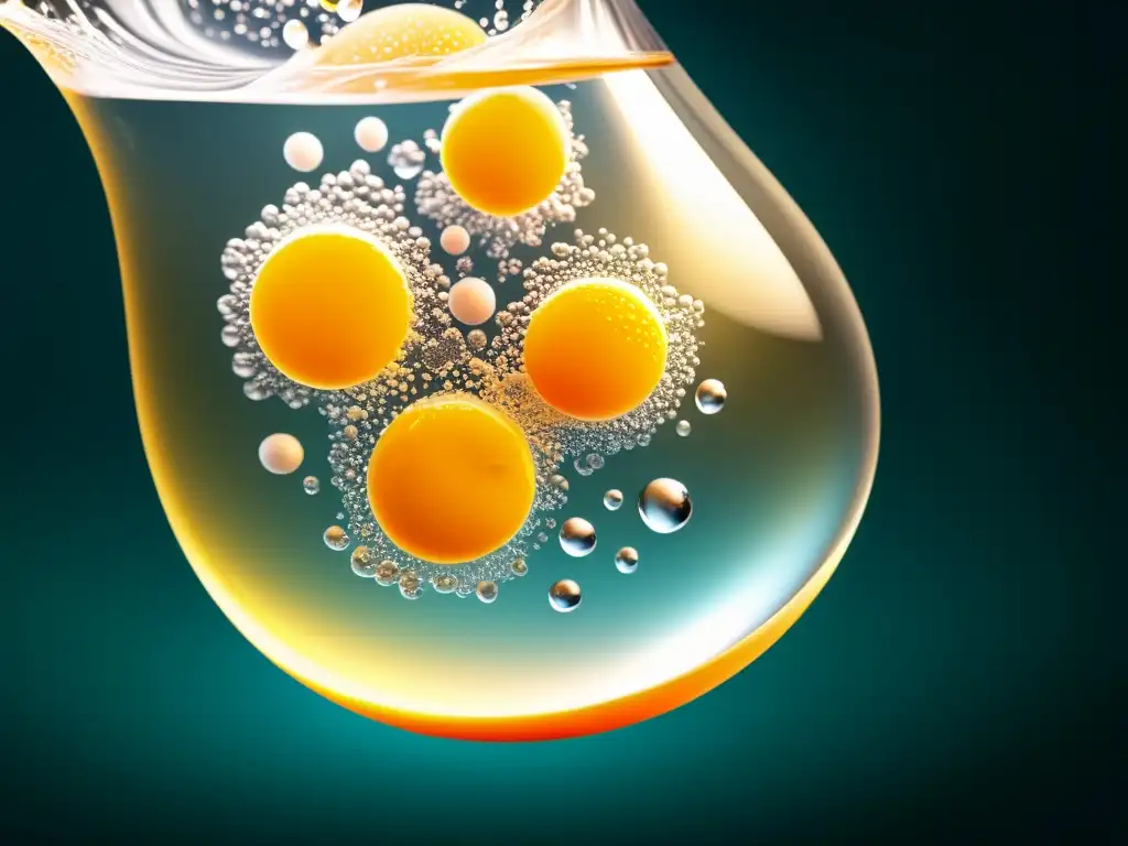 Tableta de vitamina C disolviéndose en agua, creando un efecto visual dinámico