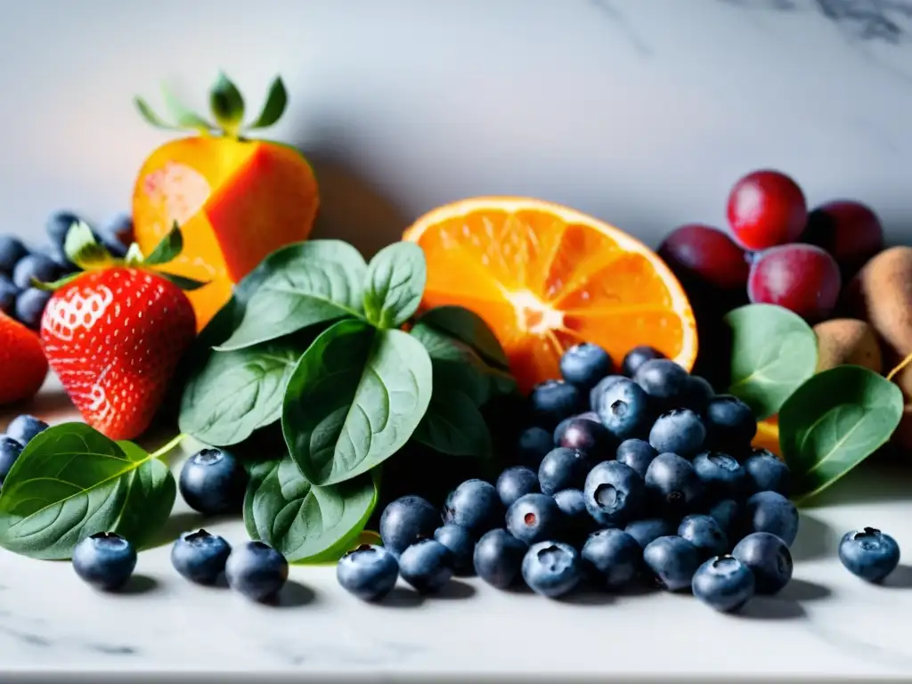 Variedad de alimentos para fortalecer el sistema inmunológico en una cocina moderna y colorida